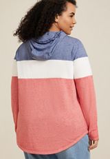 Plus Size Americana Colorblock Hoodie, C2842, small