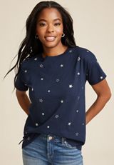 24/7 Dawson Star Crew Neck Tee, BLUE JASMINE COMBO, small