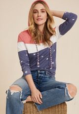 Americana Stars Colorblock Hoodie, BLUE JASMINE COMBO, small