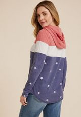 Americana Stars Colorblock Hoodie, BLUE JASMINE COMBO, small