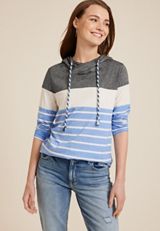 Americana Striped Colorblock Hoodie, C5030, small