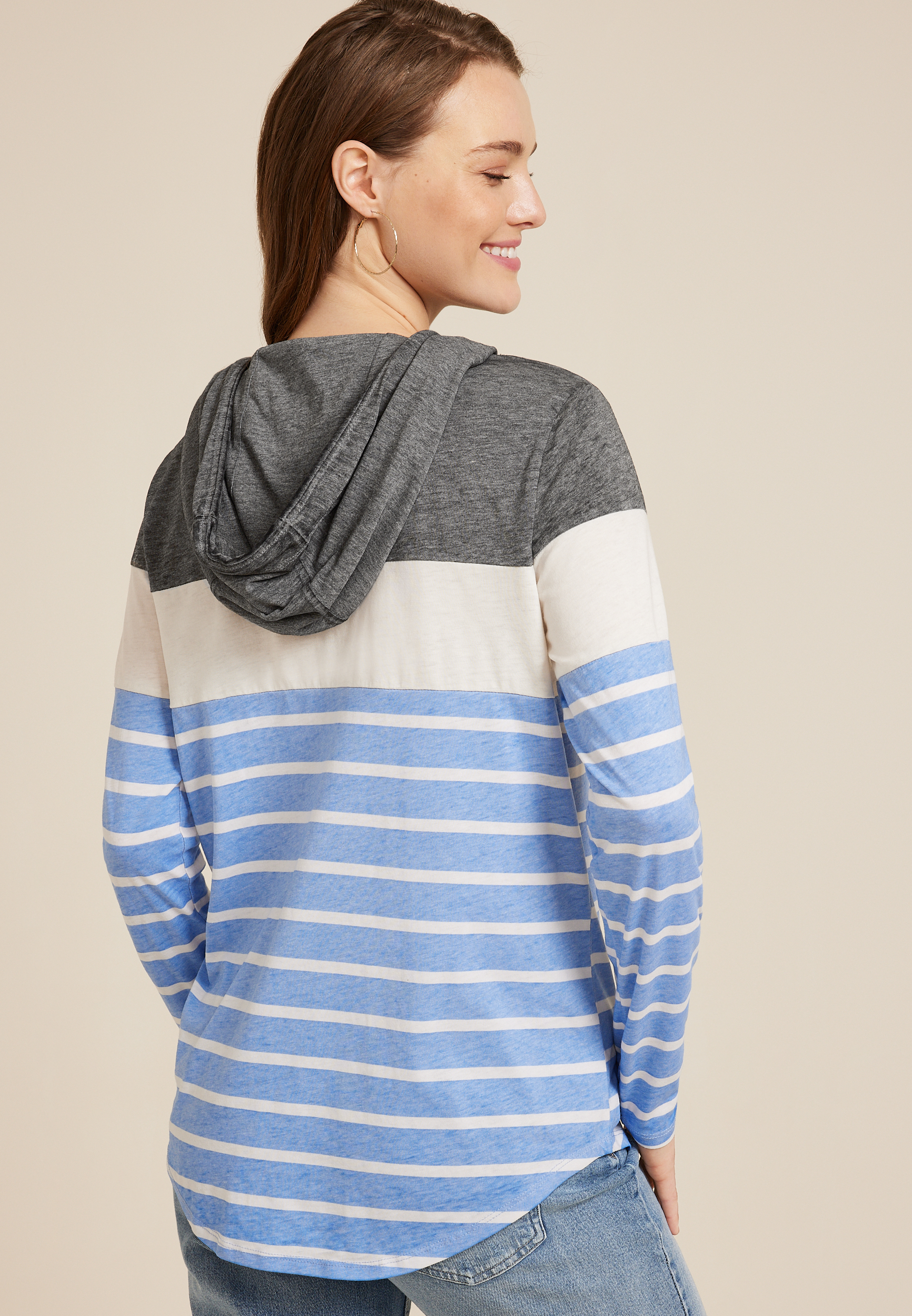 Americana Striped Colorblock Hoodie, C5030, large