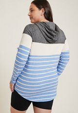 Plus Size Americana Striped Colorblock Hoodie, C5030, small