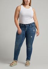 Plus Size Silver Jeans Co.&reg; Mid Rise Rolled Hem Girlfriend Skinny Leg Jean, C258, small