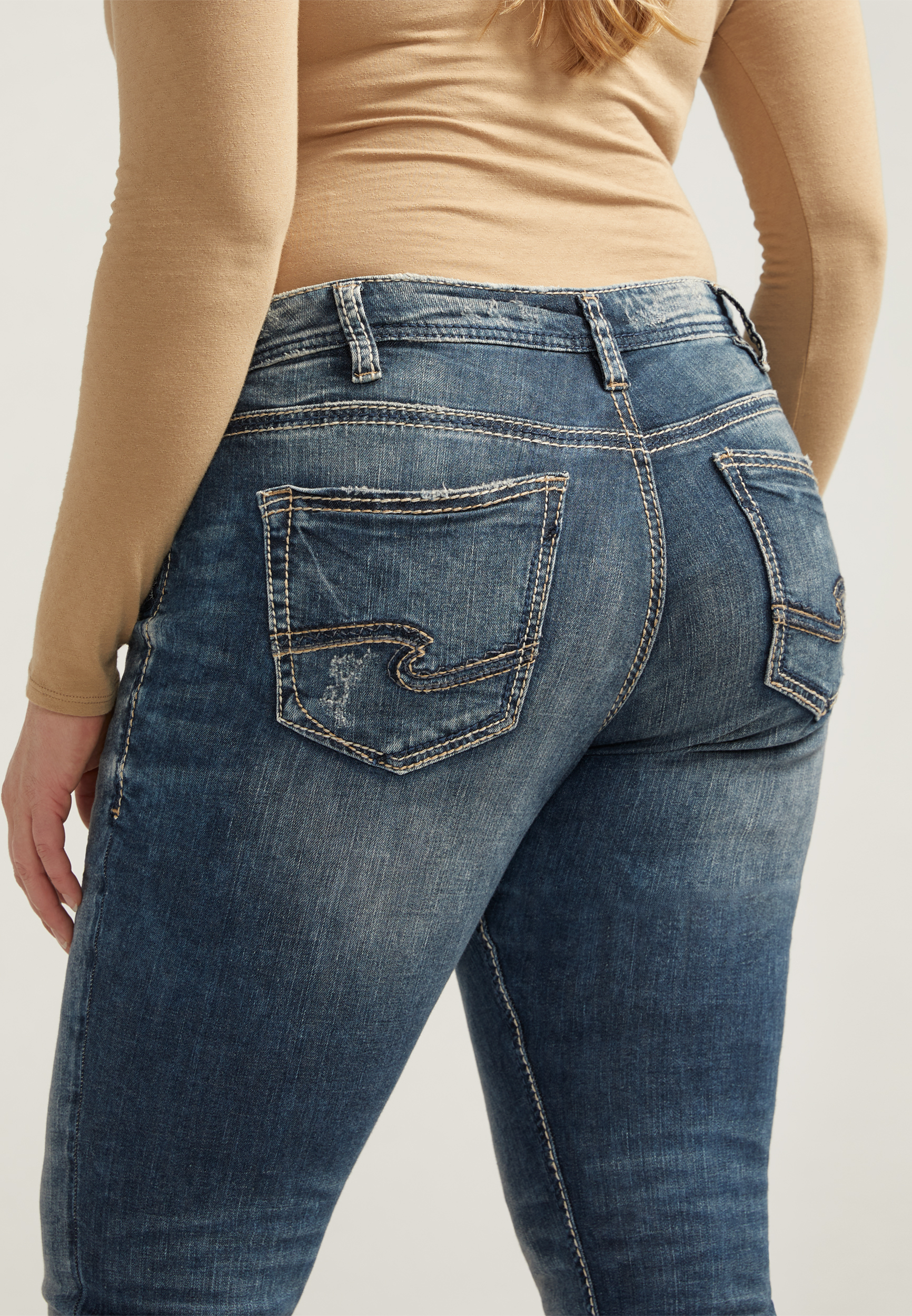 Plus Size Silver Jeans Co.&reg; Mid Rise Rolled Hem Girlfriend Skinny Leg Jean, C258, large