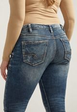 Plus Size Silver Jeans Co.&reg; Mid Rise Rolled Hem Girlfriend Skinny Leg Jean, C258, small