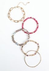 5 Piece Variety Bracelet Set, PURPLE, small