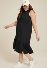 Plus Size Sleeveless Tiered Midi Dress, C106, small