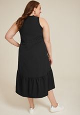 Plus Size Sleeveless Tiered Midi Dress, C106, small