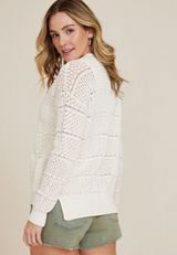 Open Stitch Pocket Cardigan, SOFT WHITE, small