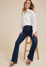 Relaxed Sheer Stripe Button Front Blouse, SOFT WHITE, small