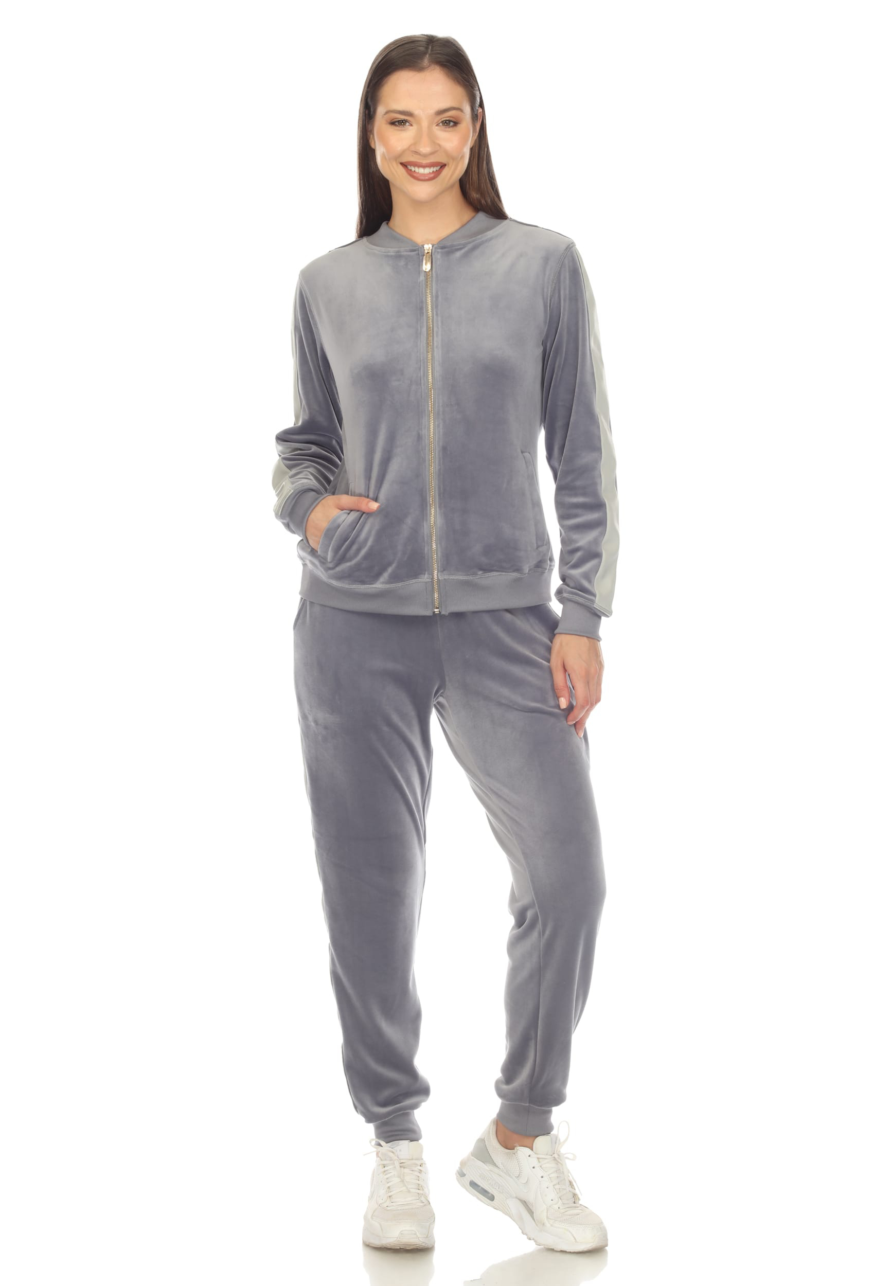 White Mark 2 Piece Velour Tracksuit With Faux Leather Stripe | maurices
