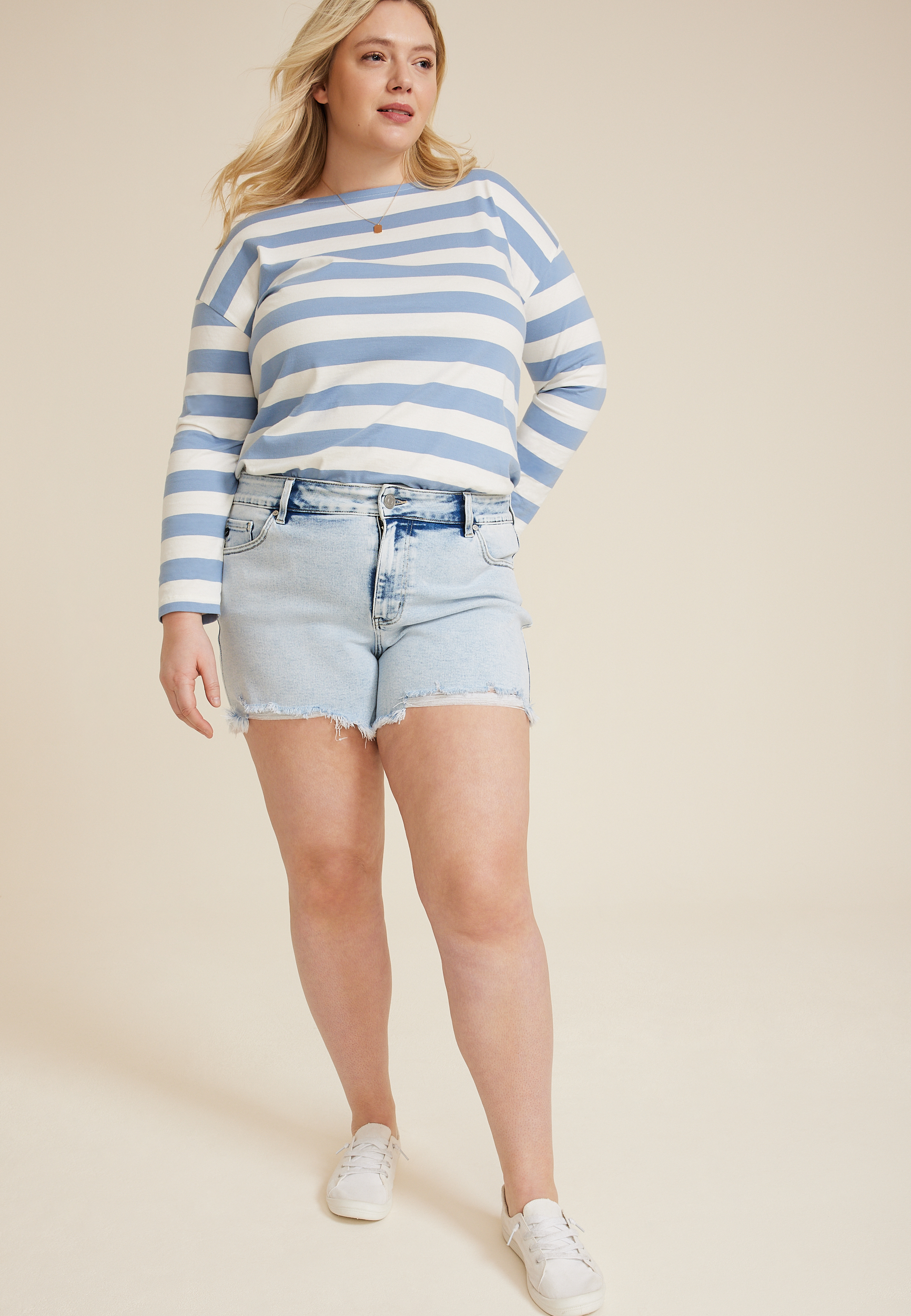 Plus Size KanCan&trade; Curvy High Rise Acid Wash 5in Short, C2806, large