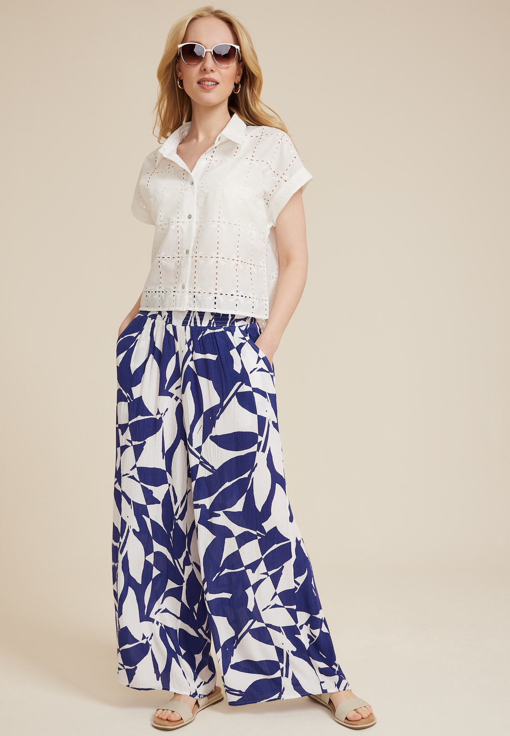 High Rise Printed Palazzo Pant, C9712, large