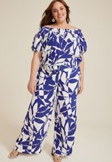 Plus Size High Rise Printed Palazzo Pant, C9712, small