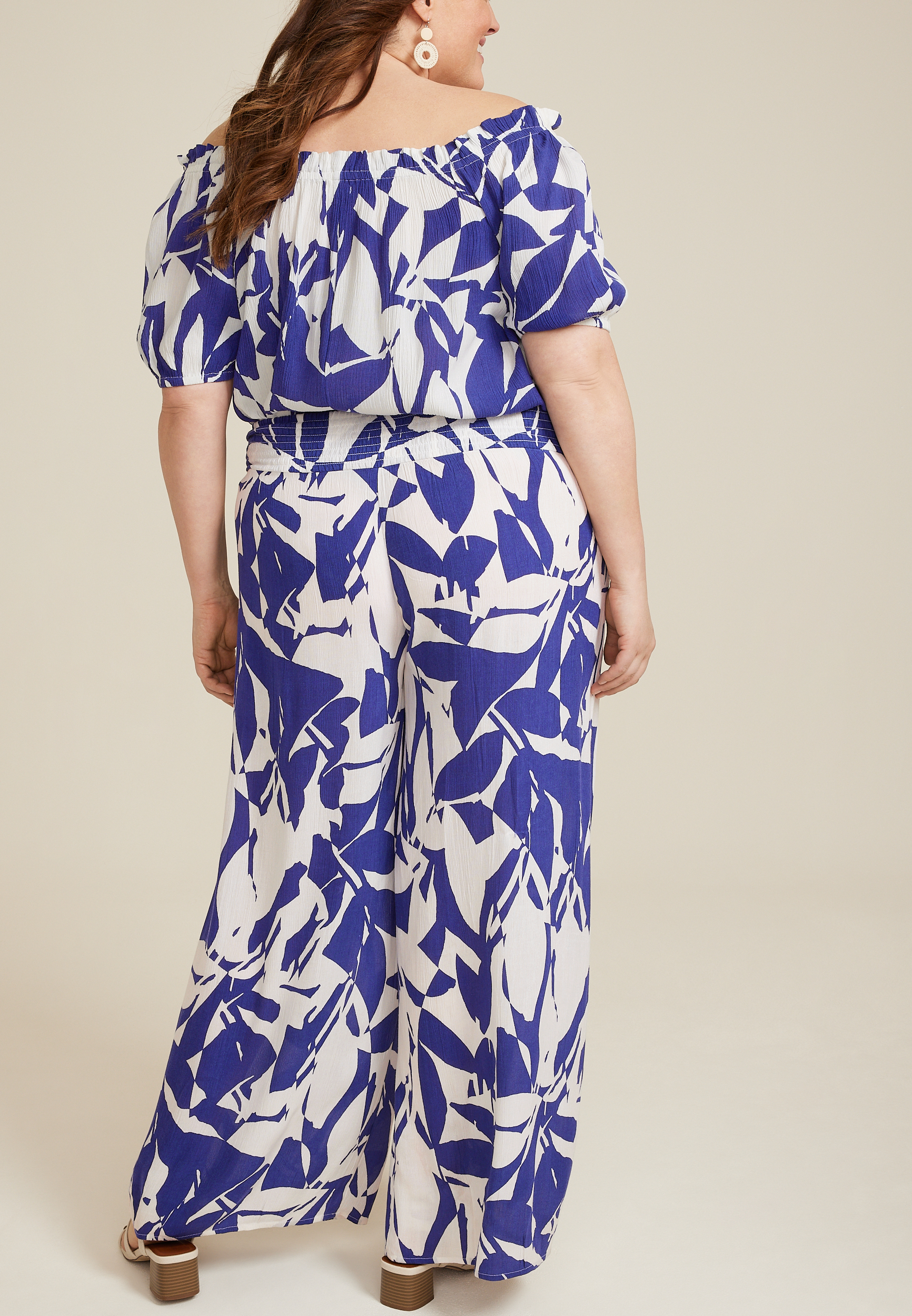 Plus Size High Rise Printed Palazzo Pant, C9712, large