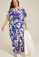 Plus Size High Rise Printed Palazzo Pant, C9712, small