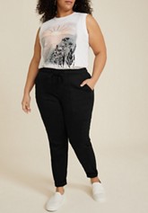 Plus Size Black Soft Pull On Stretchy Bengaline Pant