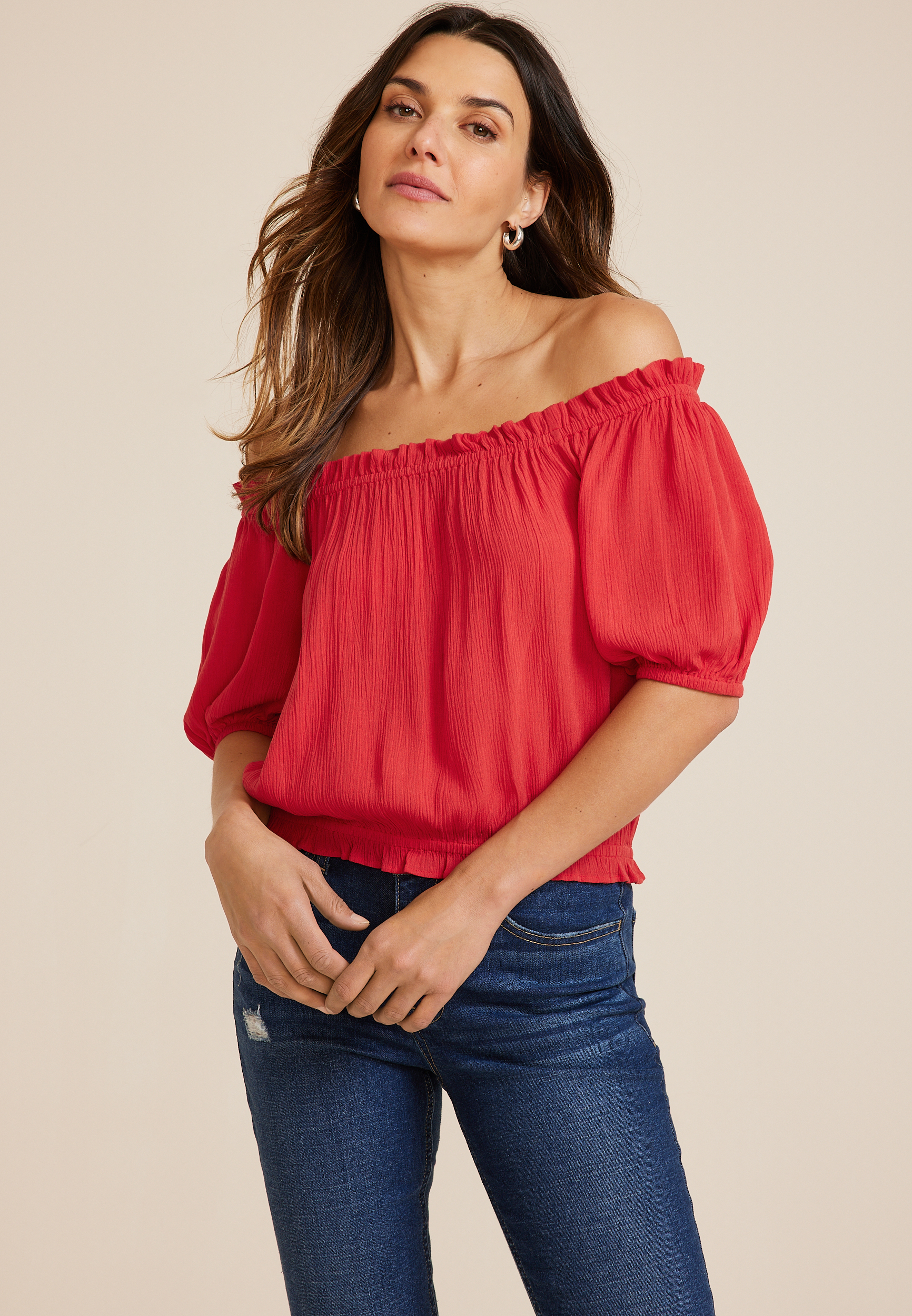 Woven Off The Shoulder Blouse