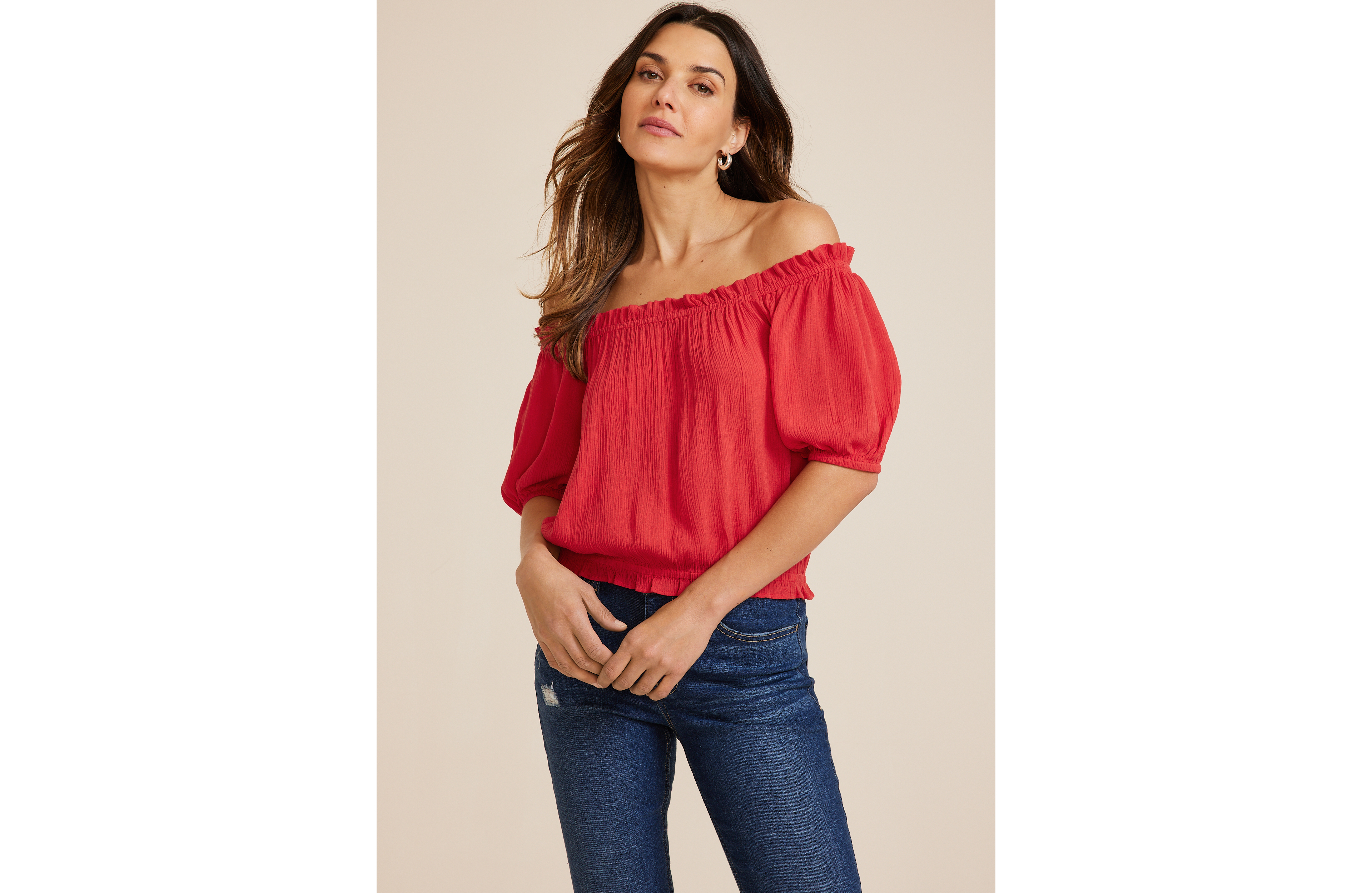 Woven Off The Shoulder Blouse