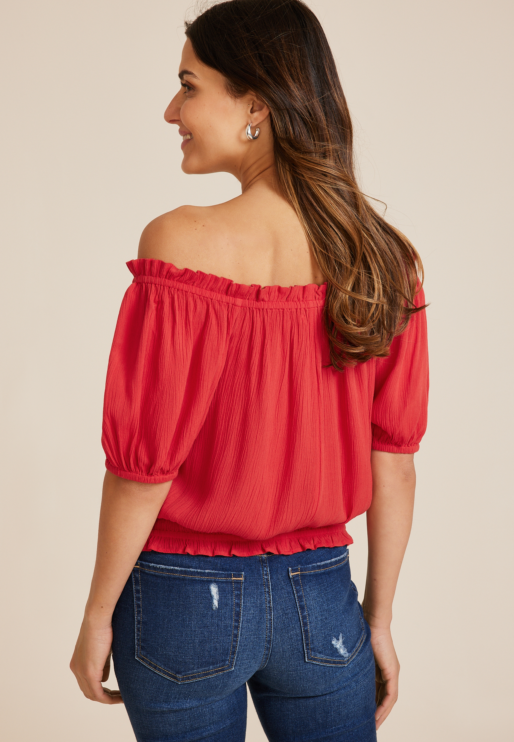 Woven Off The Shoulder Blouse, C4927, large