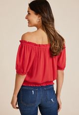 Woven Off The Shoulder Blouse, C4927, small
