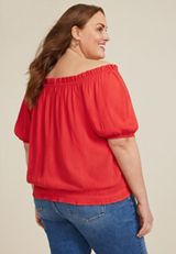 Plus Size Woven Off The Shoulder Blouse, C4927, small