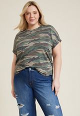 Plus Size 24/7 Clara Camo Short Sleeve Tee, MULTI, small