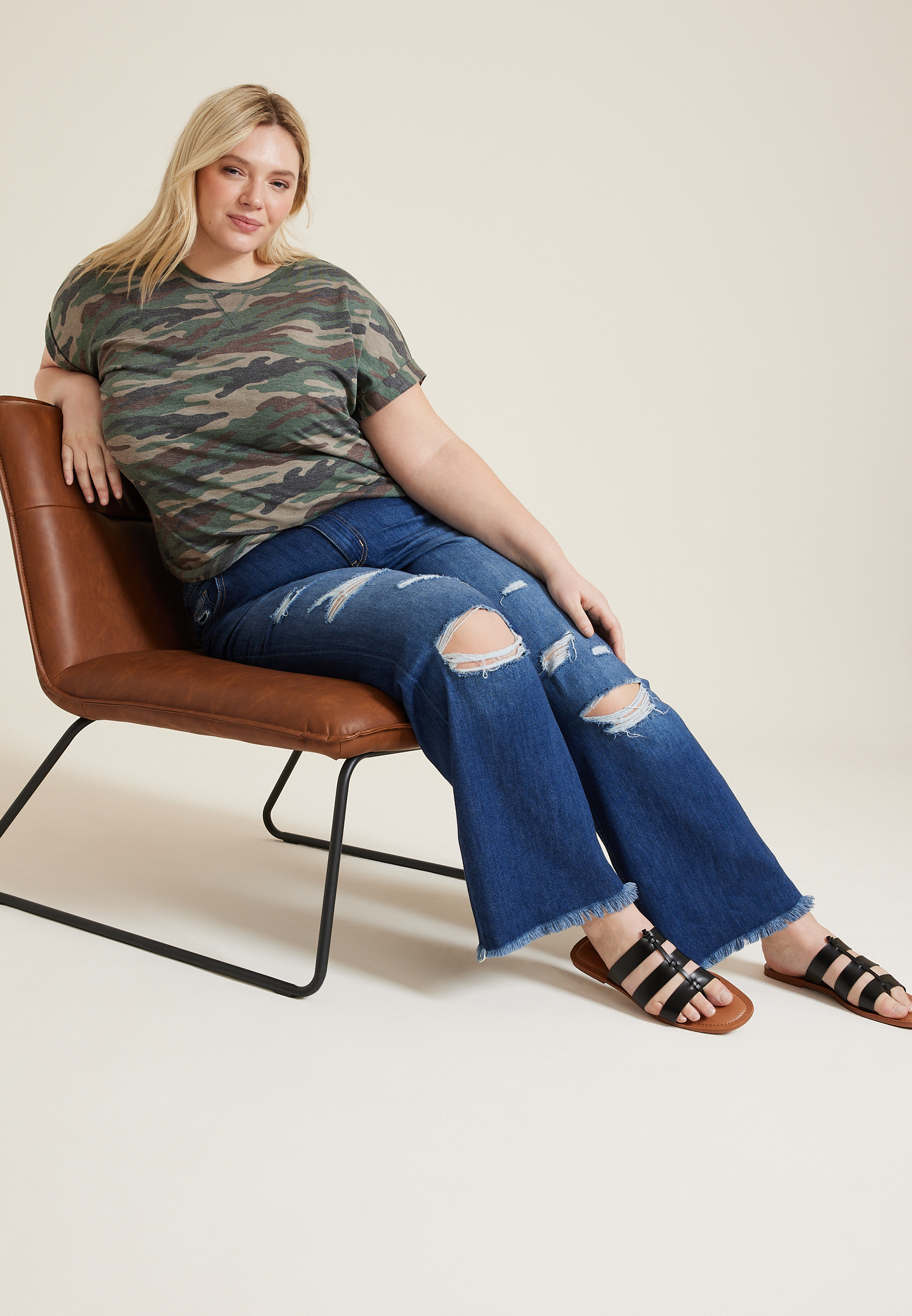 Plus Size 24/7 Clara Camo Short Sleeve Tee, MULTI, large