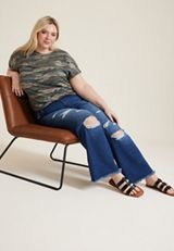 Plus Size 24/7 Clara Camo Short Sleeve Tee, MULTI, small