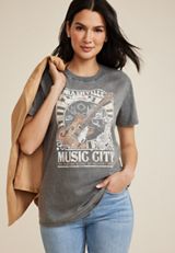 Nashville Music City Oversized Fit Graphic Tee, CHARCOAL, small