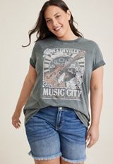 Plus Size Nashville Music City Oversized Graphic Tee, C125, small