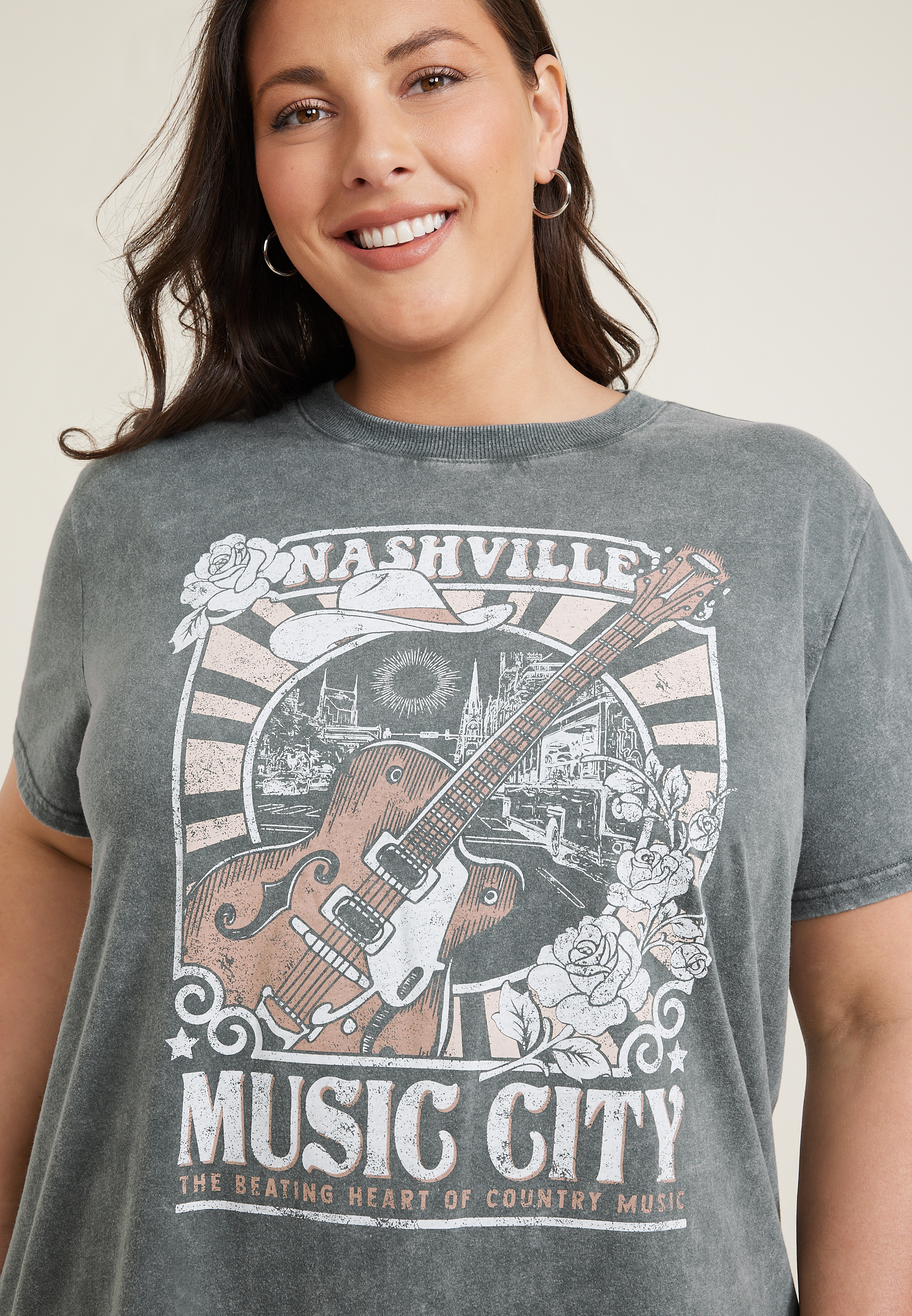 Plus Size Nashville Music City Oversized Graphic Tee, C125, large