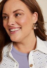 Gold Best Mom Drop Earrings, GOLD, small