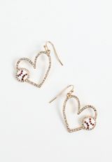 Heart And Baseball Drop Earrings, C605, small