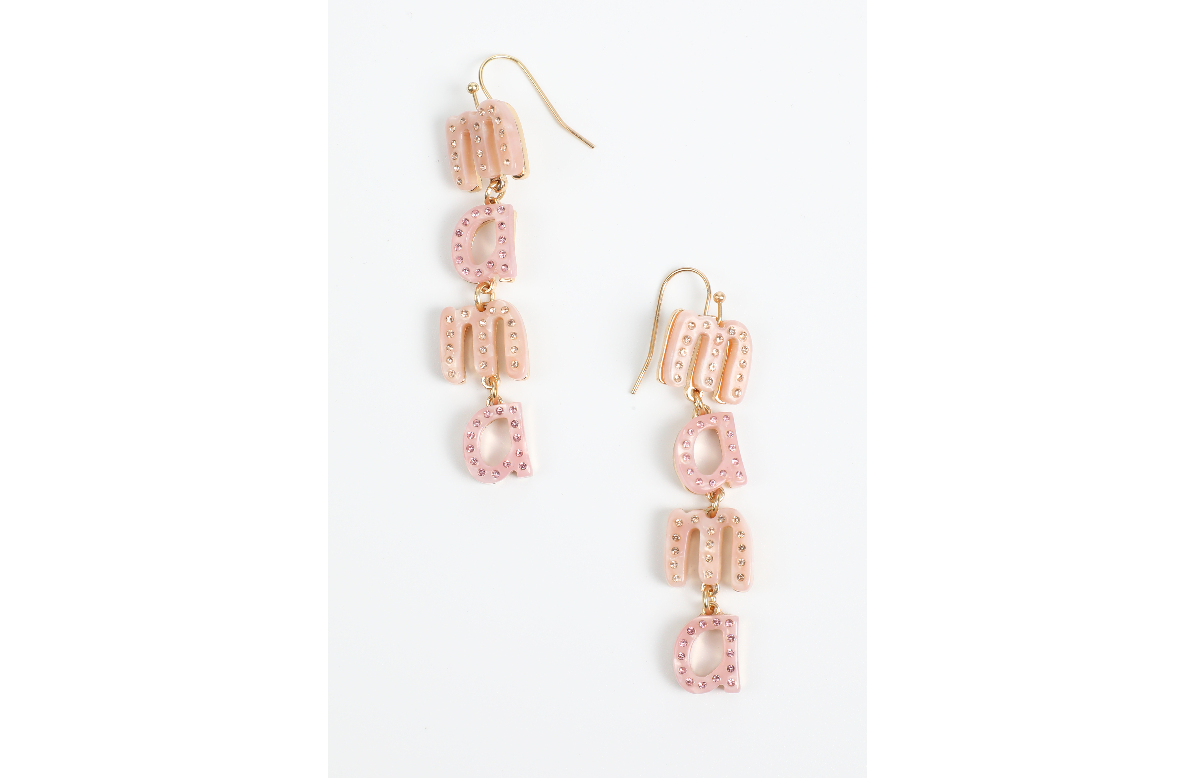 Mama Rhinestone Drop Earrings