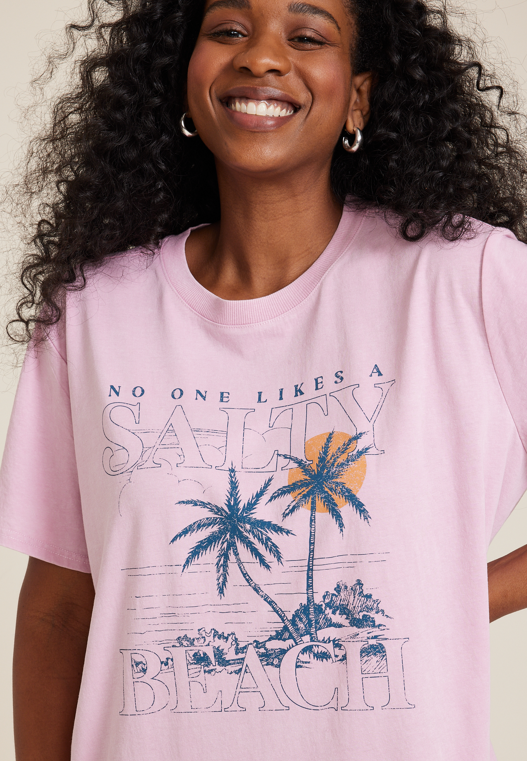 Plus Size No One Likes A Salty Beach Oversized Fit Graphic Tee, C595, large