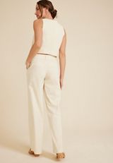Idealist Linen High Rise Wide Leg Dress Pant, ALMOND CREAM, small
