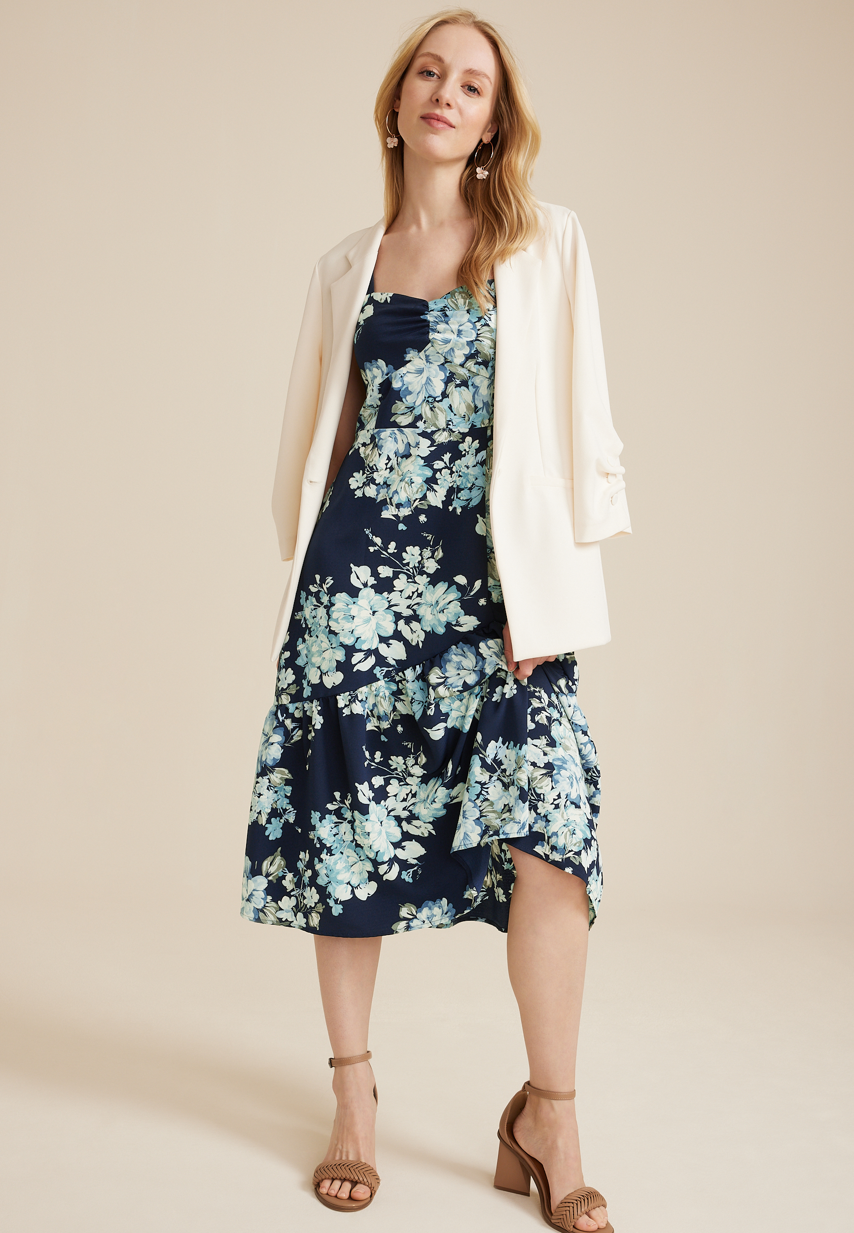 Sweetheart Floral Tiered Midi Dress, C1943, large