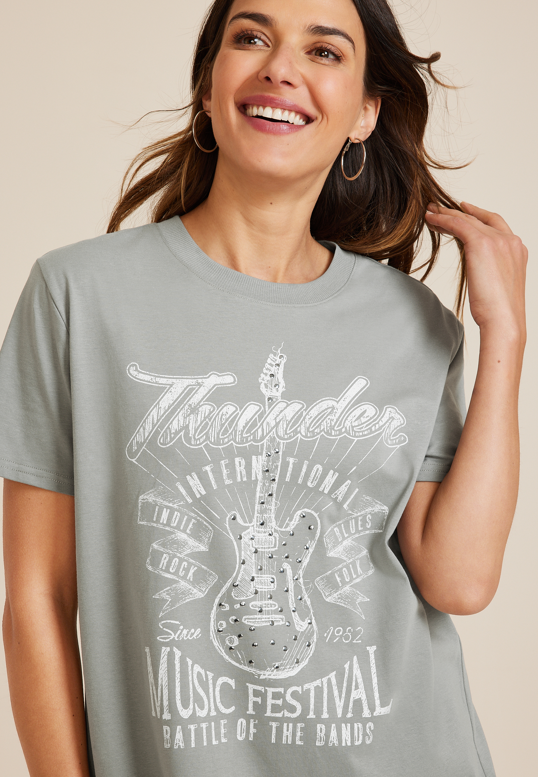 Thunder Music Festival Oversized Fit Graphic Tee, C829, large