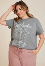 Plus Size Thunder Music Festival Oversized Fit Graphic Tee, GRAY, small