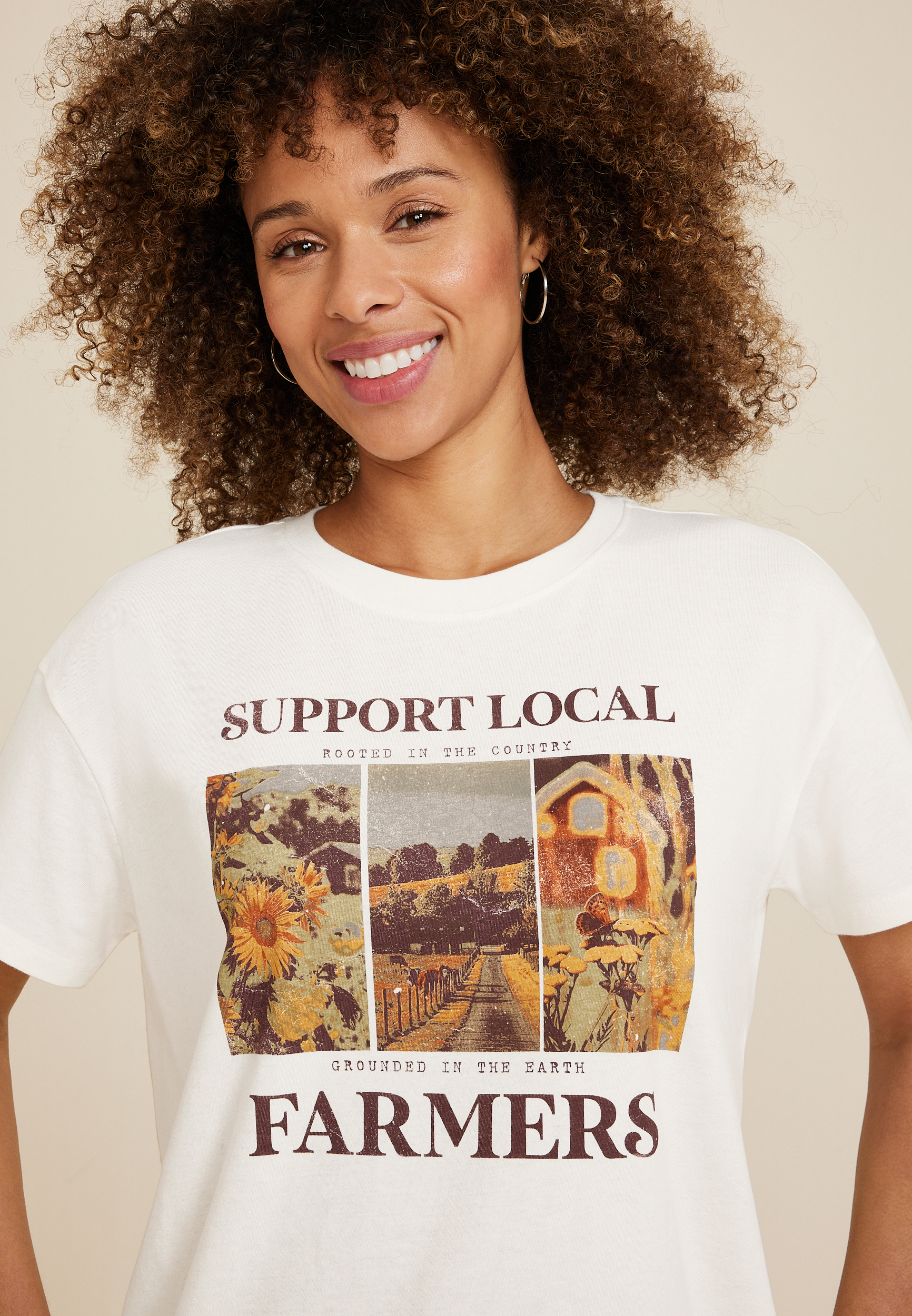 Local Farmers Relaxed Fit Graphic Tee, ECRU, large