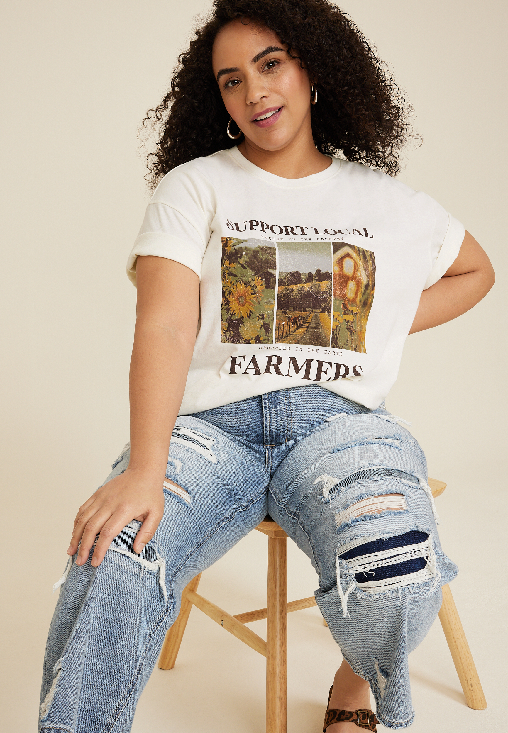 Plus Size Local Farmers Graphic Tee, C2789, large