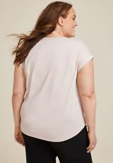 Plus Size 24/7 Clara Sandwash Short Sleeve Tee, ALMOND CREAM, small