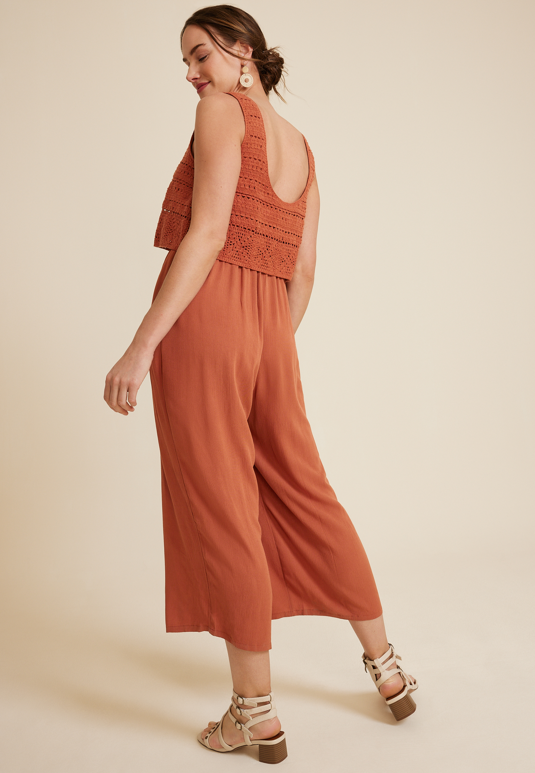 Crochet Bodice Wide Leg Jumpsuit, C9699, large