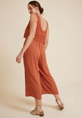 Crochet Bodice Wide Leg Jumpsuit, C9699, small