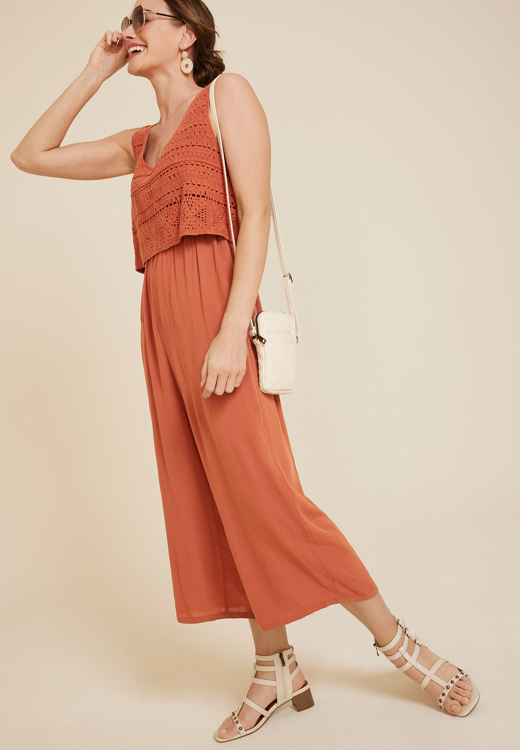 Crochet Bodice Wide Leg Jumpsuit, C9699, large