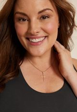 Gold Rhinestone Cross Pendant Necklace, C605, small