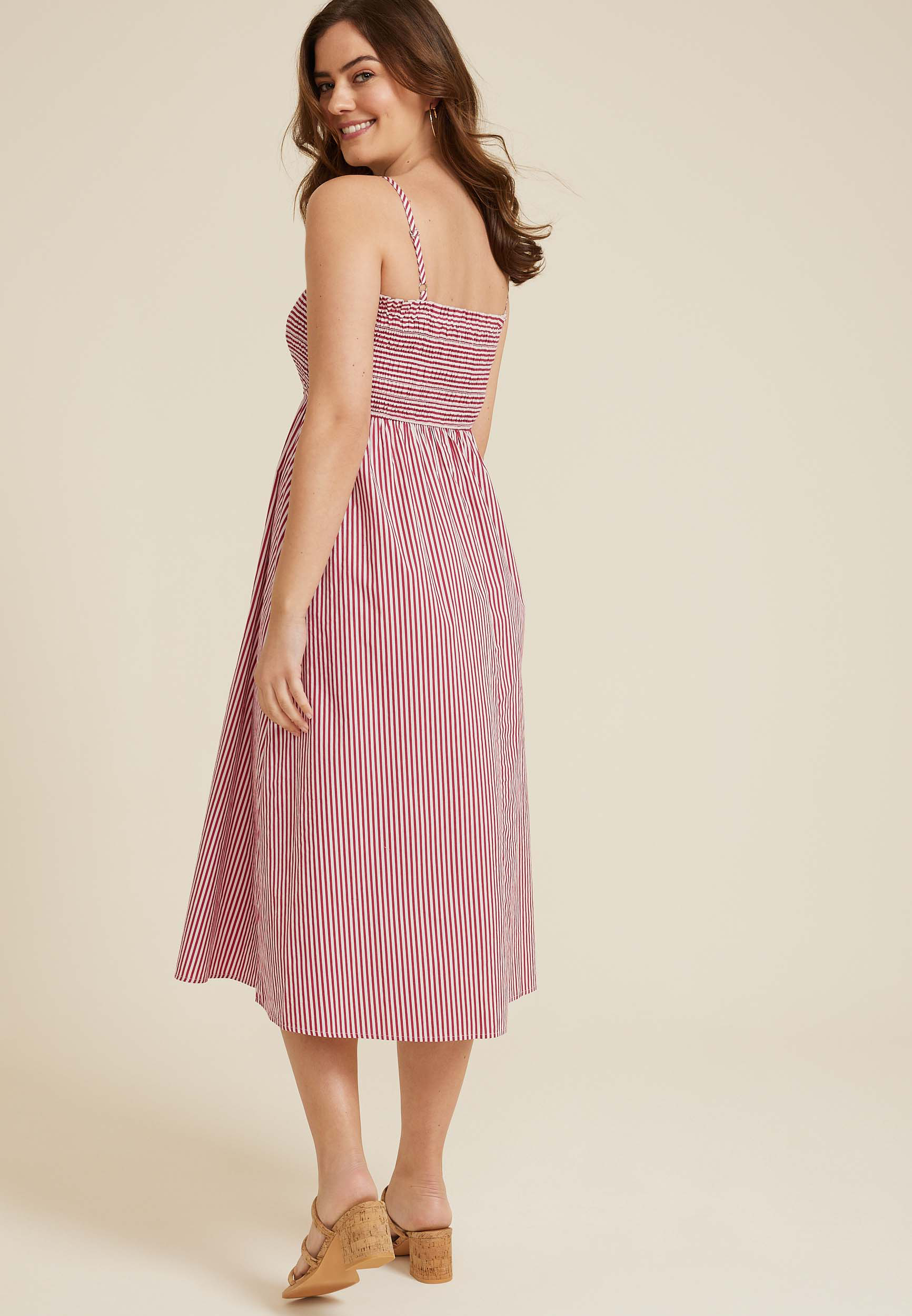 Floral Smocked Poplin Midi Dress, C9709, large