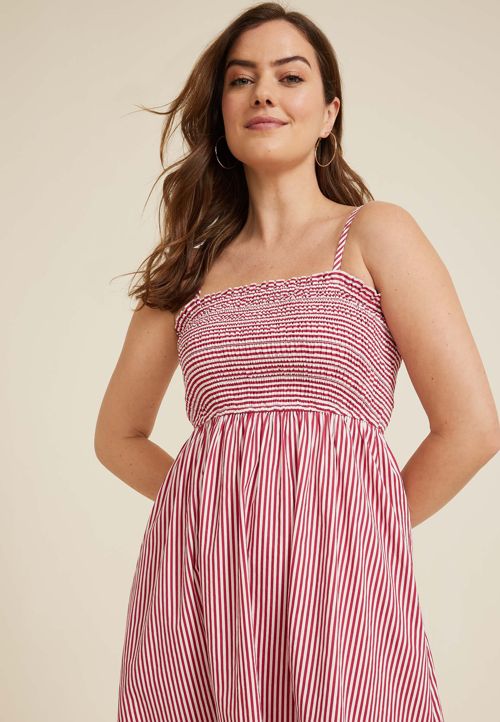 Floral Smocked Poplin Midi Dress, C9709, large
